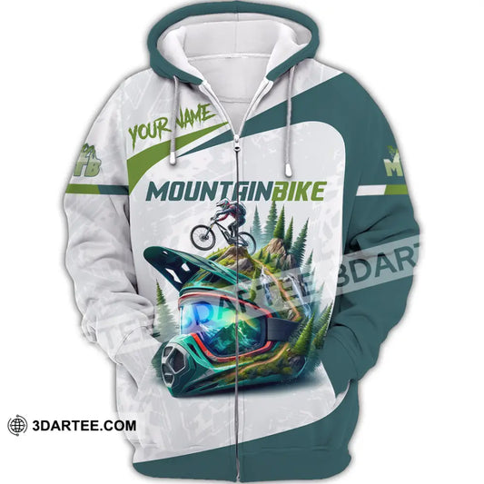 Man Shirt Custom Name Mountain Bike Lover Gift Polo Long Sleeve Hoodie Zipper / S T-Shirt