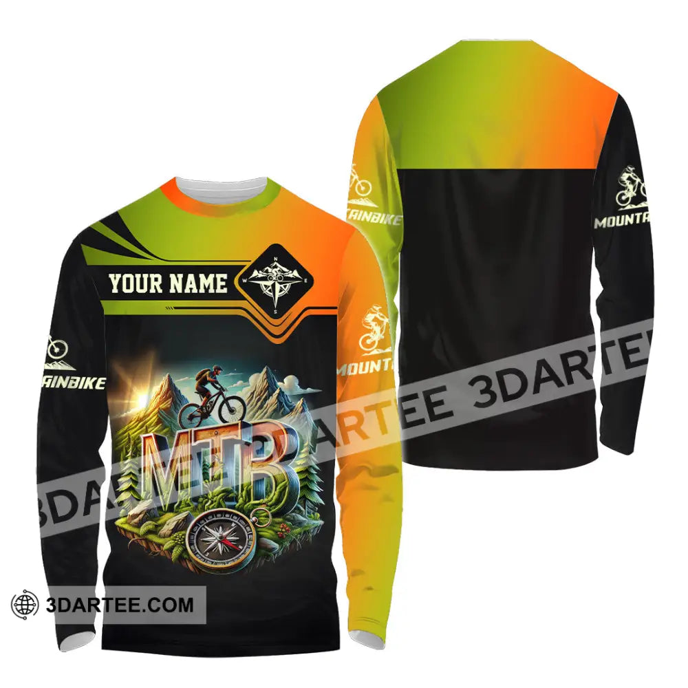 Man Shirt Custom Name Mountain Bike Lover Hoodie Polo Long Sleeve / S T-Shirt