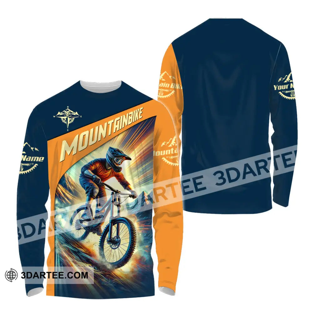 Man Shirt Custom Name Mountain Bike Lover Hoodie Polo Long Sleeve / S T-Shirt