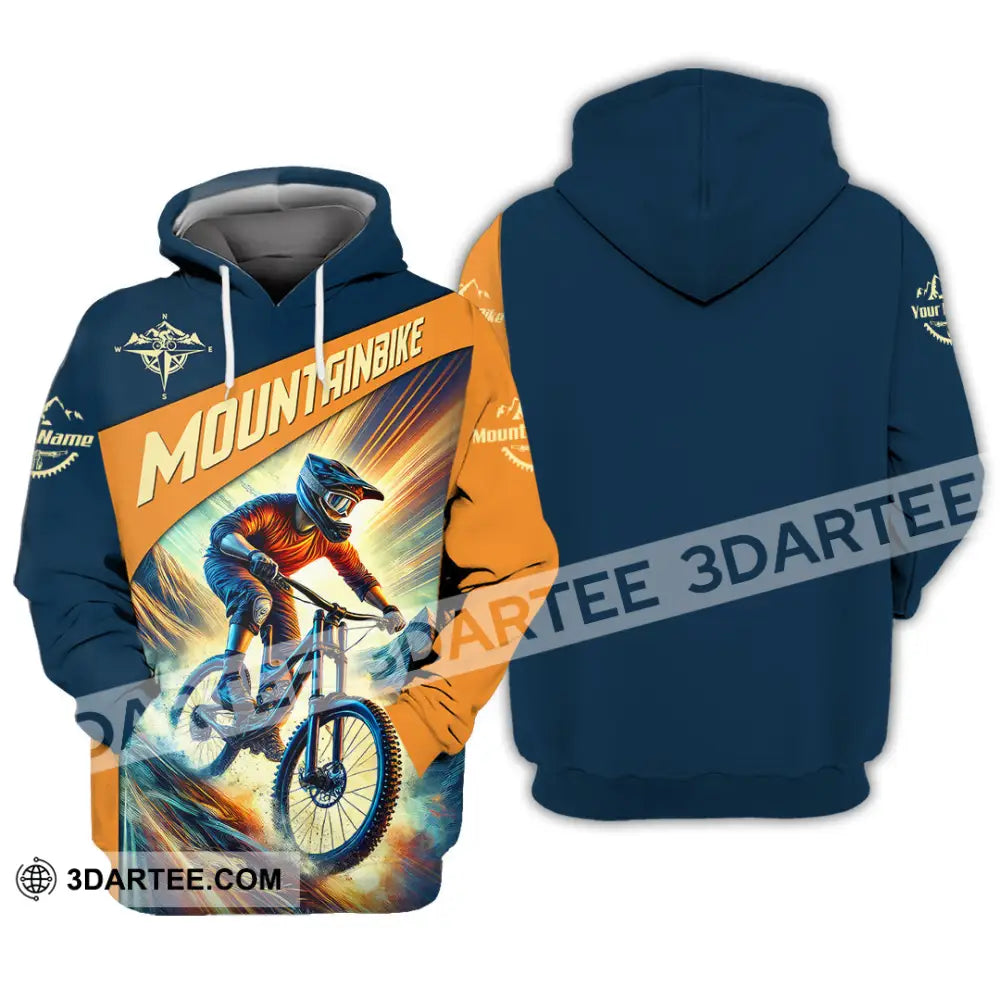 Man Shirt Custom Name Mountain Bike Lover Hoodie Polo Long Sleeve / S T-Shirt