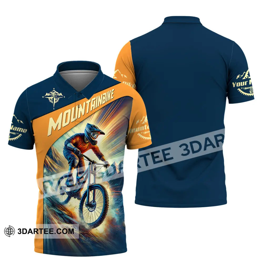 Man Shirt Custom Name Mountain Bike Lover Hoodie Polo Long Sleeve / S T-Shirt