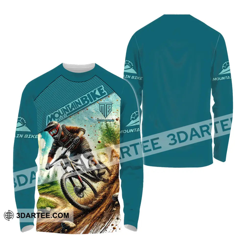 Man Shirt Custom Name Mountain Bike Lover Hoodie Polo Long Sleeve / S T-Shirt