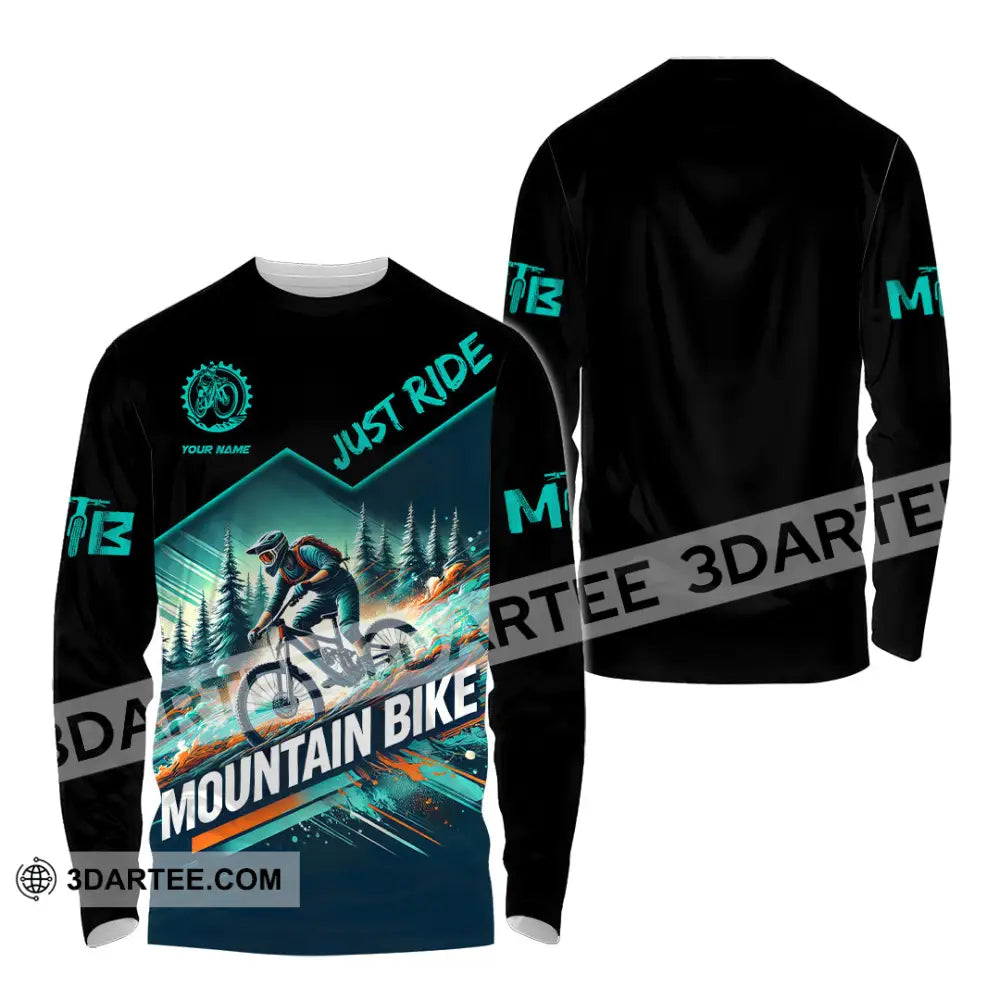 Man Shirt Custom Name Mountain Bike Lover Hoodie Polo Long Sleeve / S T-Shirt