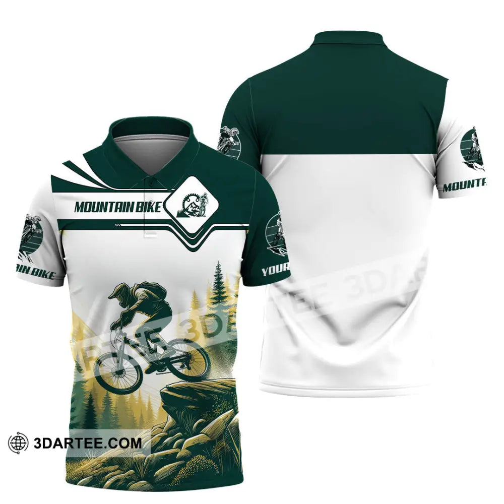 Man Shirt Custom Name Mountain Bike Lover Hoodie Polo Long Sleeve / S T-Shirt