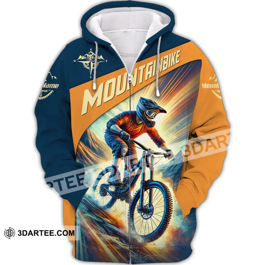 Man Shirt Custom Name Mountain Bike Lover Hoodie Polo Long Sleeve Zipper / S T-Shirt