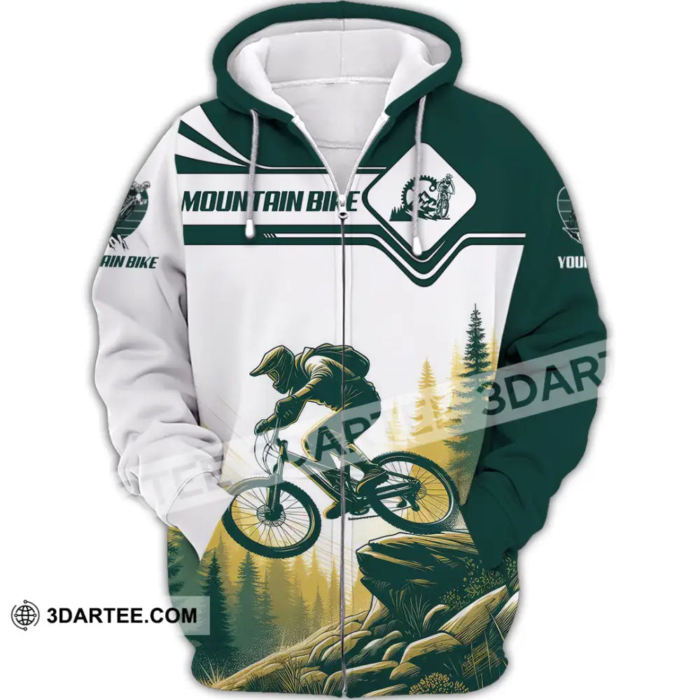 Man Shirt Custom Name Mountain Bike Lover Hoodie Polo Long Sleeve Zipper / S T-Shirt