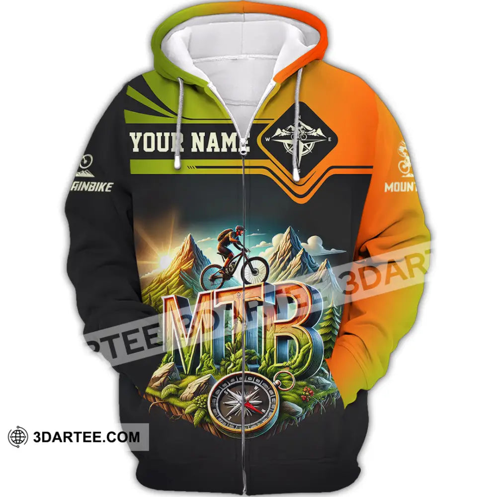 Man Shirt Custom Name Mountain Bike Lover Hoodie Polo Long Sleeve Zipper / S T-Shirt