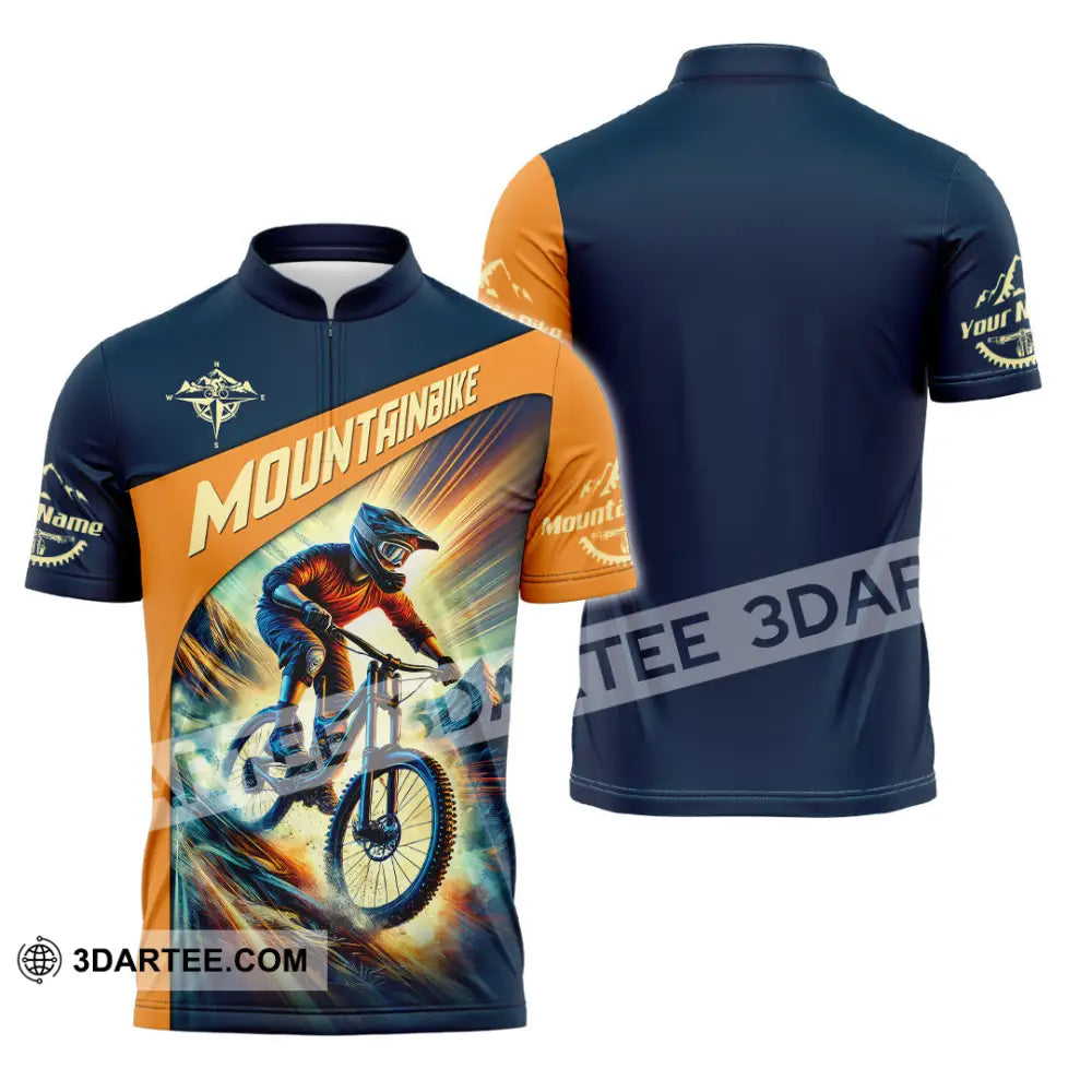 Man Shirt Custom Name Mountain Bike Lover Hoodie Polo Long Sleeve Zipper / S T-Shirt