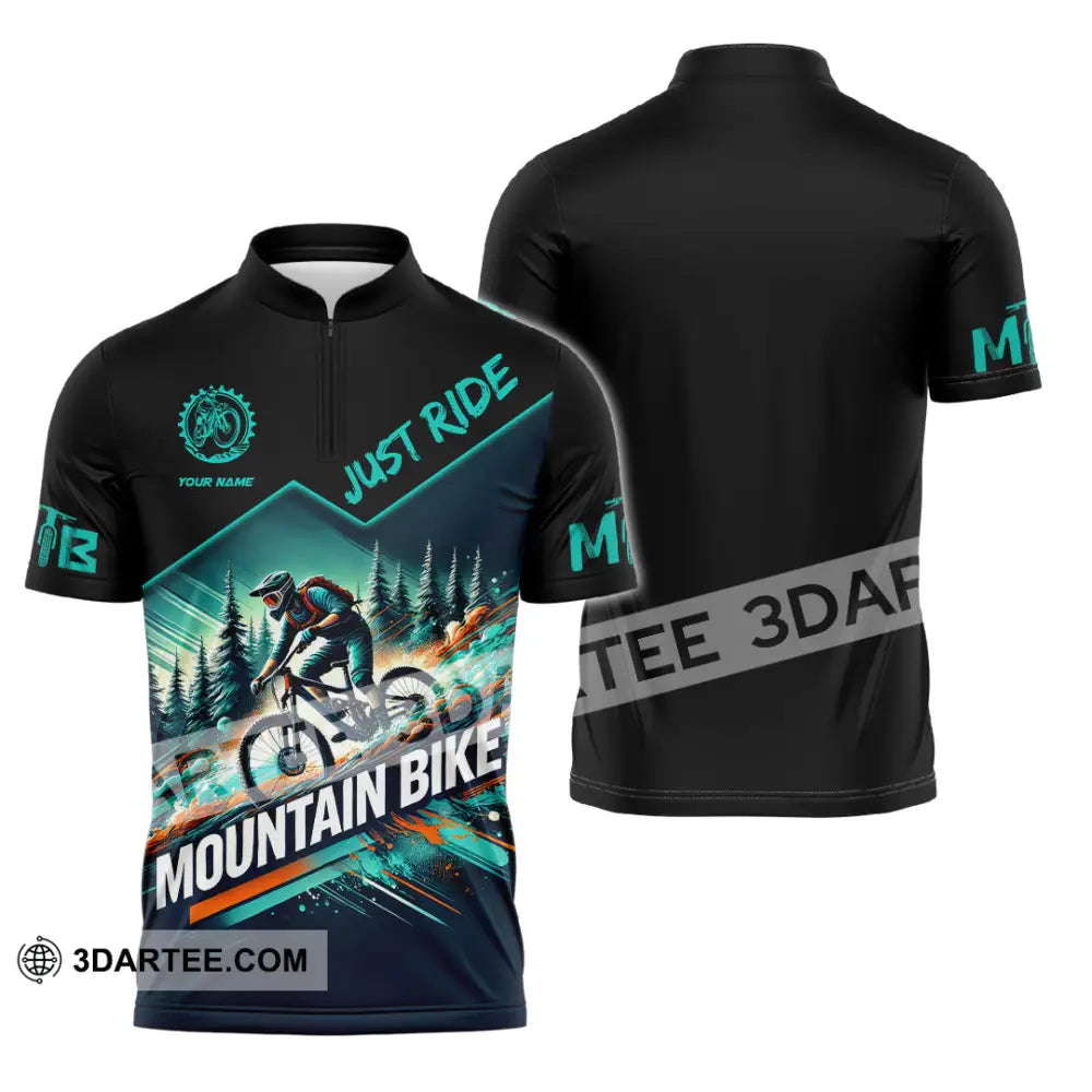 Man Shirt Custom Name Mountain Bike Lover Hoodie Polo Long Sleeve Zipper / S T-Shirt