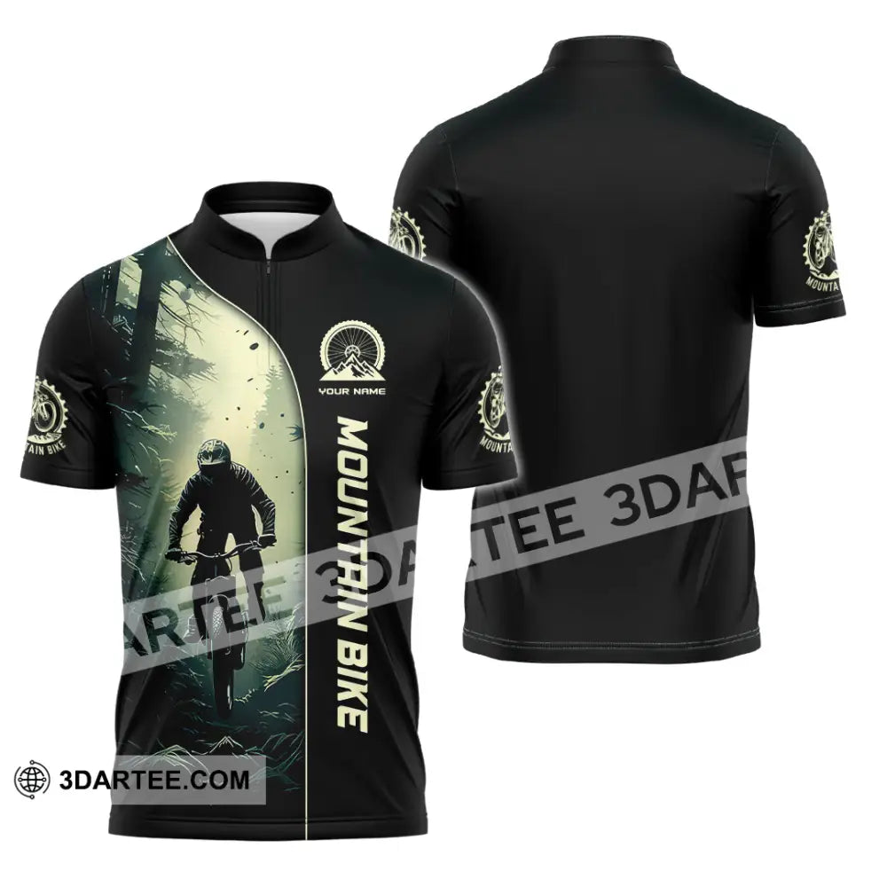 Man Shirt Custom Name Mountain Bike Lover Hoodie Polo Long Sleeve Zipper / S T-Shirt