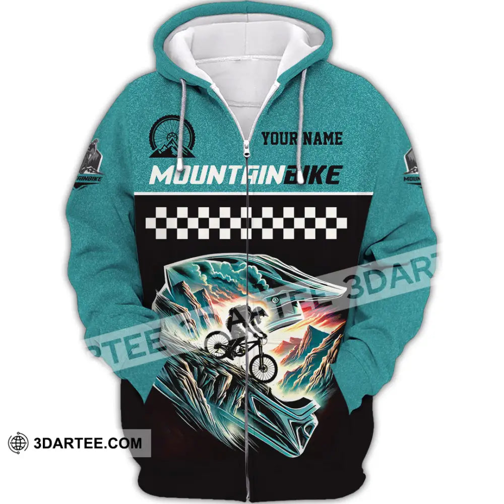 Man Shirt Custom Name Mountain Bike Lover Hoodie Polo Long Sleeve Zipper / S T-Shirt