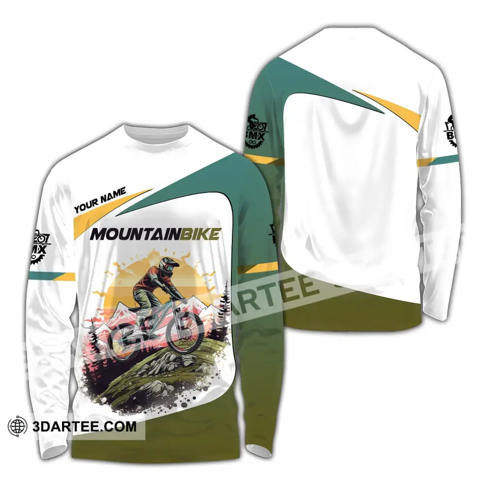 Man Shirt Custom Name Mountain Bike Lover T-Shirt Long Sleeve / S T-Shirt