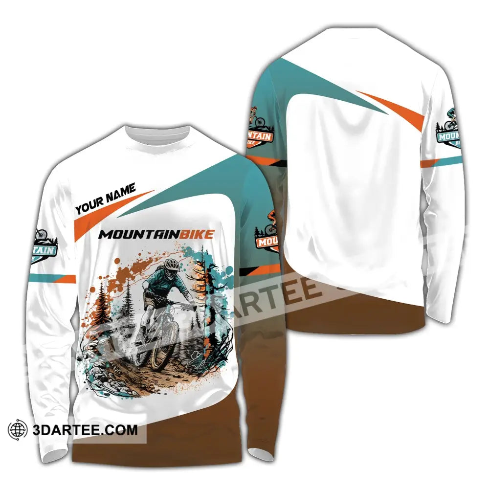 Man Shirt Custom Name Mountain Bike Lover T-Shirt Long Sleeve / S T-Shirt