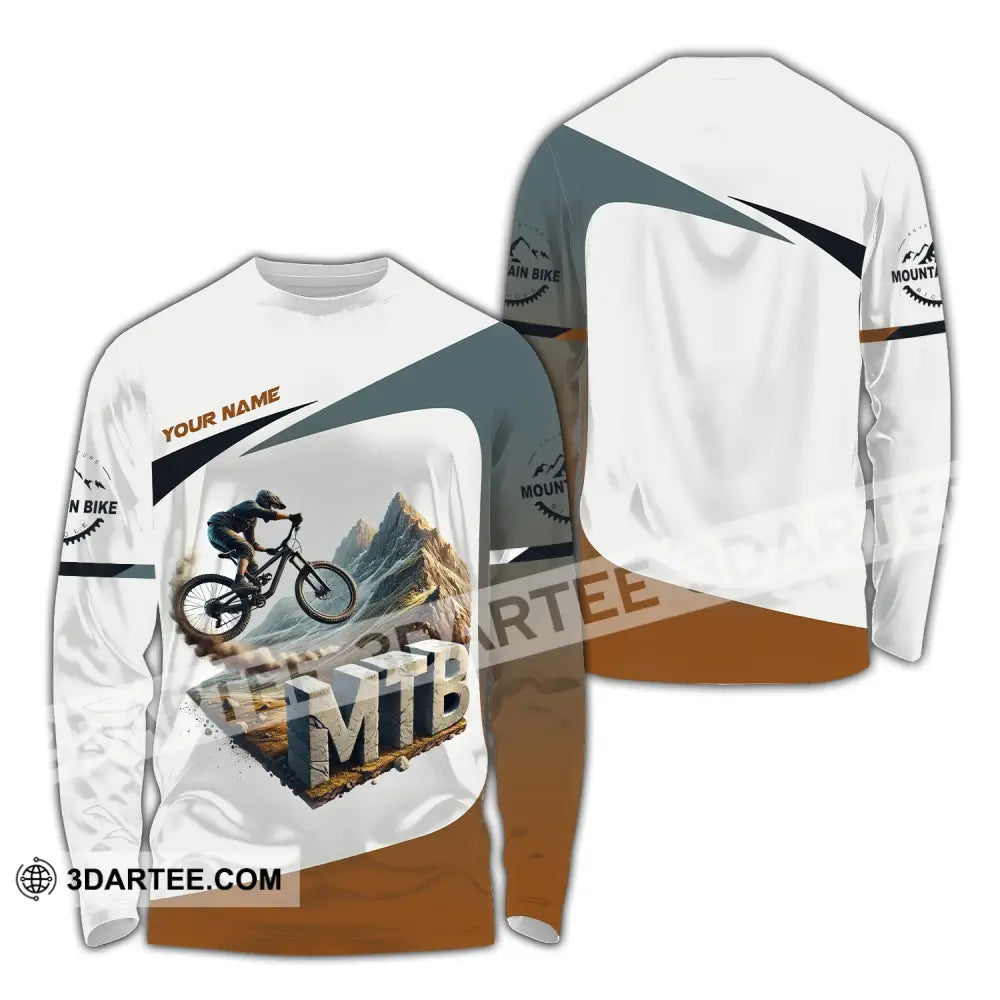 Man Shirt Custom Name Mountain Bike Lover T-Shirt Long Sleeve / S T-Shirt