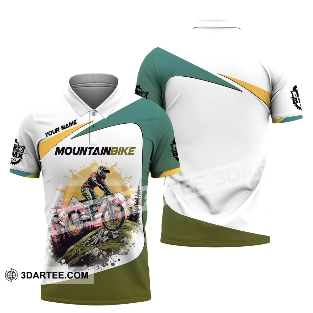 Man Shirt Custom Name Mountain Bike Lover T-Shirt Polo / S T-Shirt