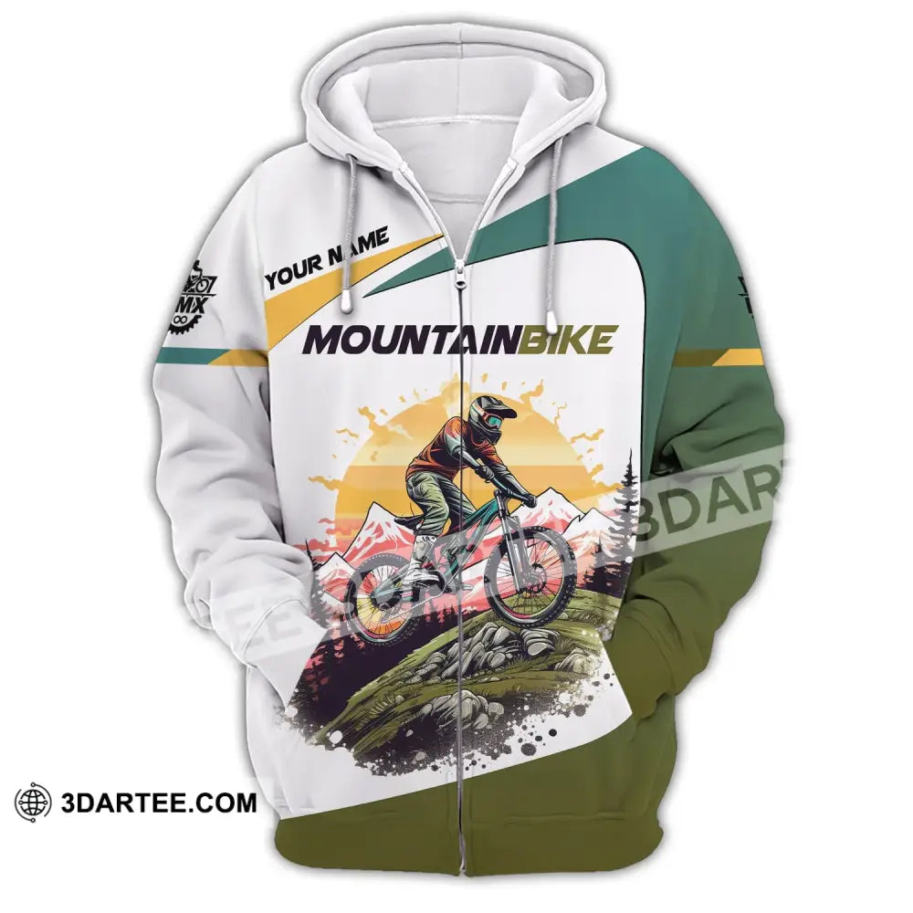 Man Shirt Custom Name Mountain Bike Lover T-Shirt Zipper Hoodie / S T-Shirt