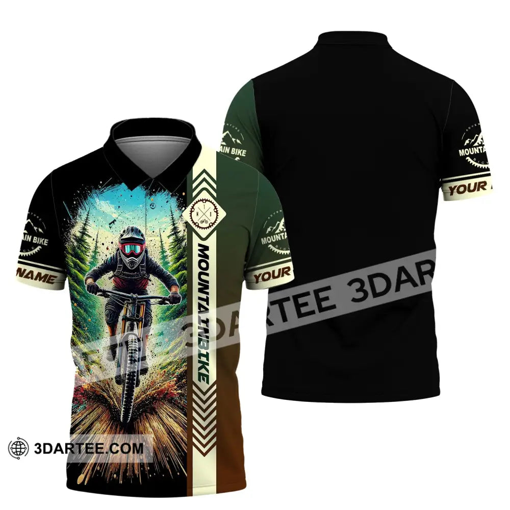 Man Shirt Custom Name Mountain Bike Polo Long Sleeve Gift / S T-Shirt