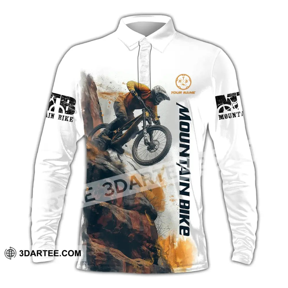 Man Shirt Custom Name Mountain Bike Polo Long Sleeve Gift / S T-Shirt