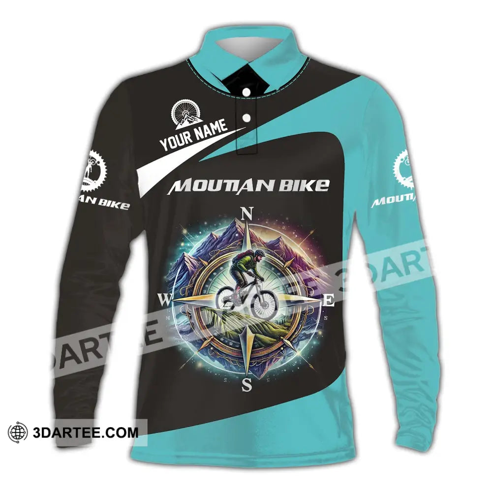 Man Shirt Custom Name Mountain Bike Polo Long Sleeve Gift / S T-Shirt