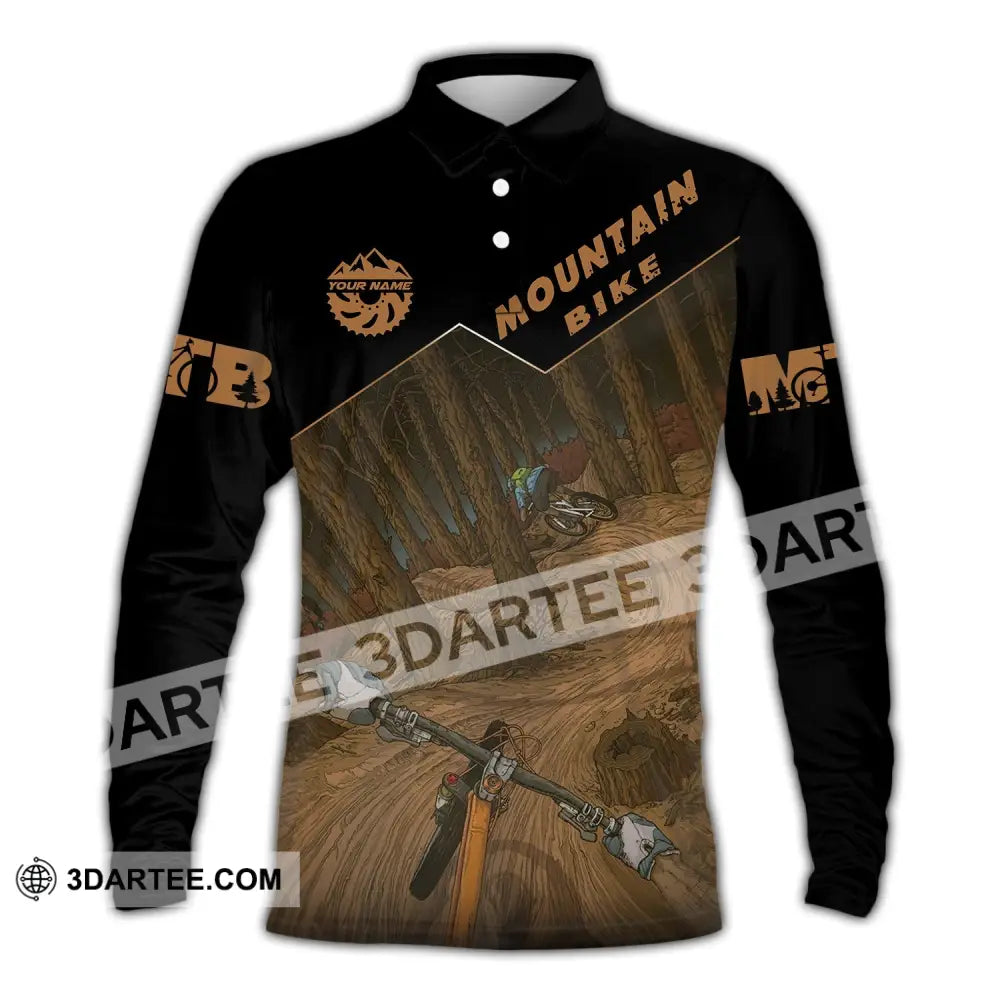 Man Shirt Custom Name Mountain Bike Polo Long Sleeve Gift / S T-Shirt