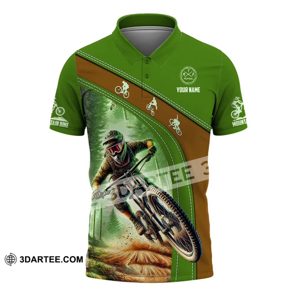 Man Shirt Custom Name Mountain Bike Polo Long Sleeve Gift / S T-Shirt