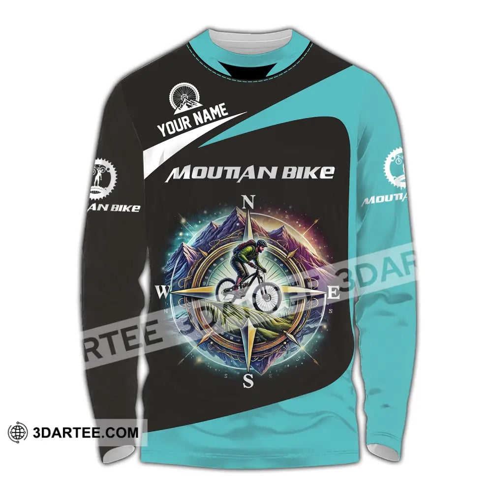 Man Shirt Custom Name Mountain Bike Polo Long Sleeve Gift / S T-Shirt