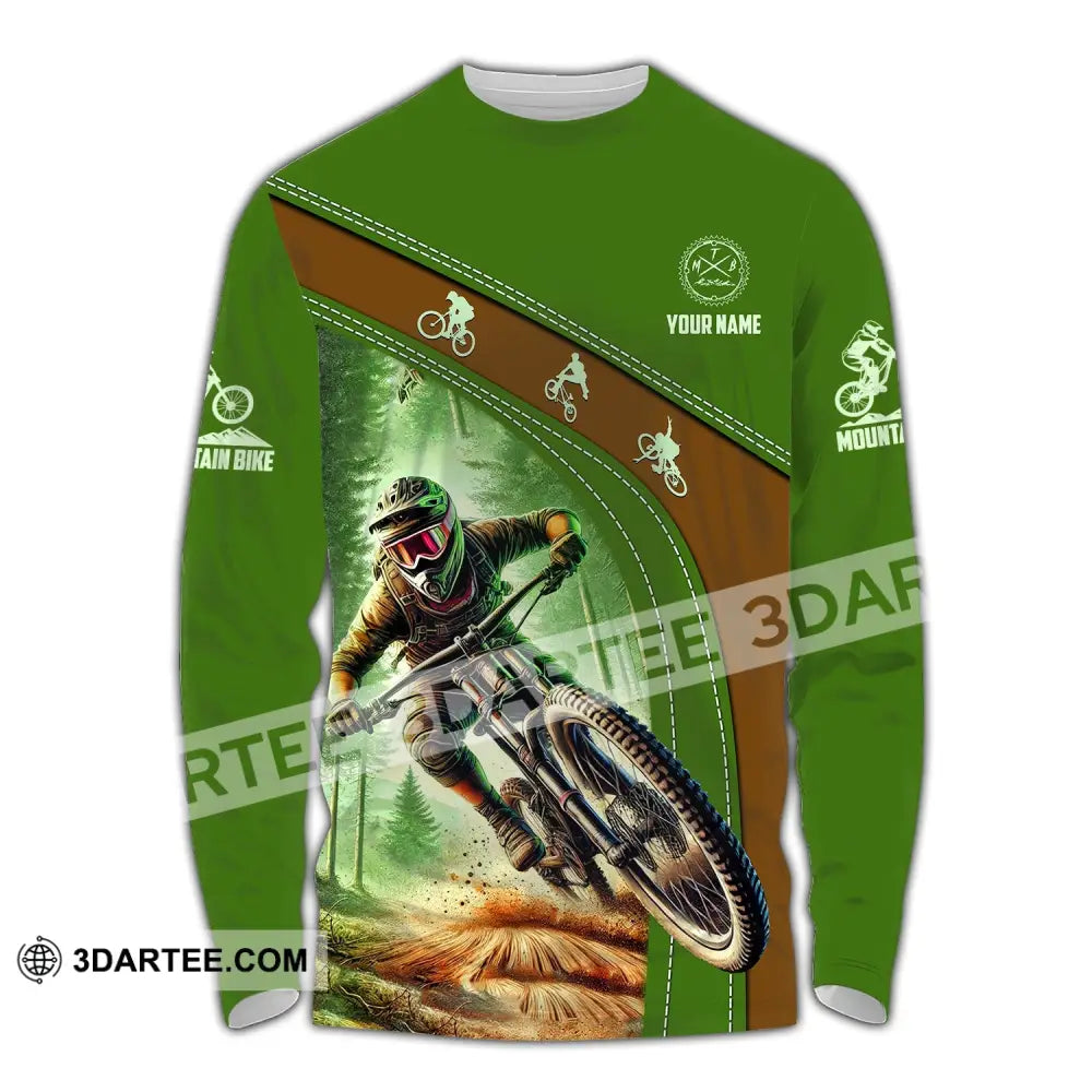 Man Shirt Custom Name Mountain Bike Polo Long Sleeve Gift / S T-Shirt