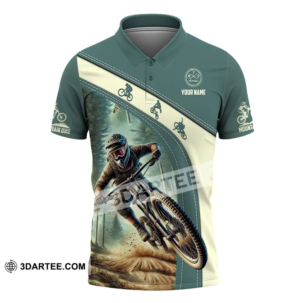 Man Shirt Custom Name Mountain Bike Polo Long Sleeve Gift / S T-Shirt