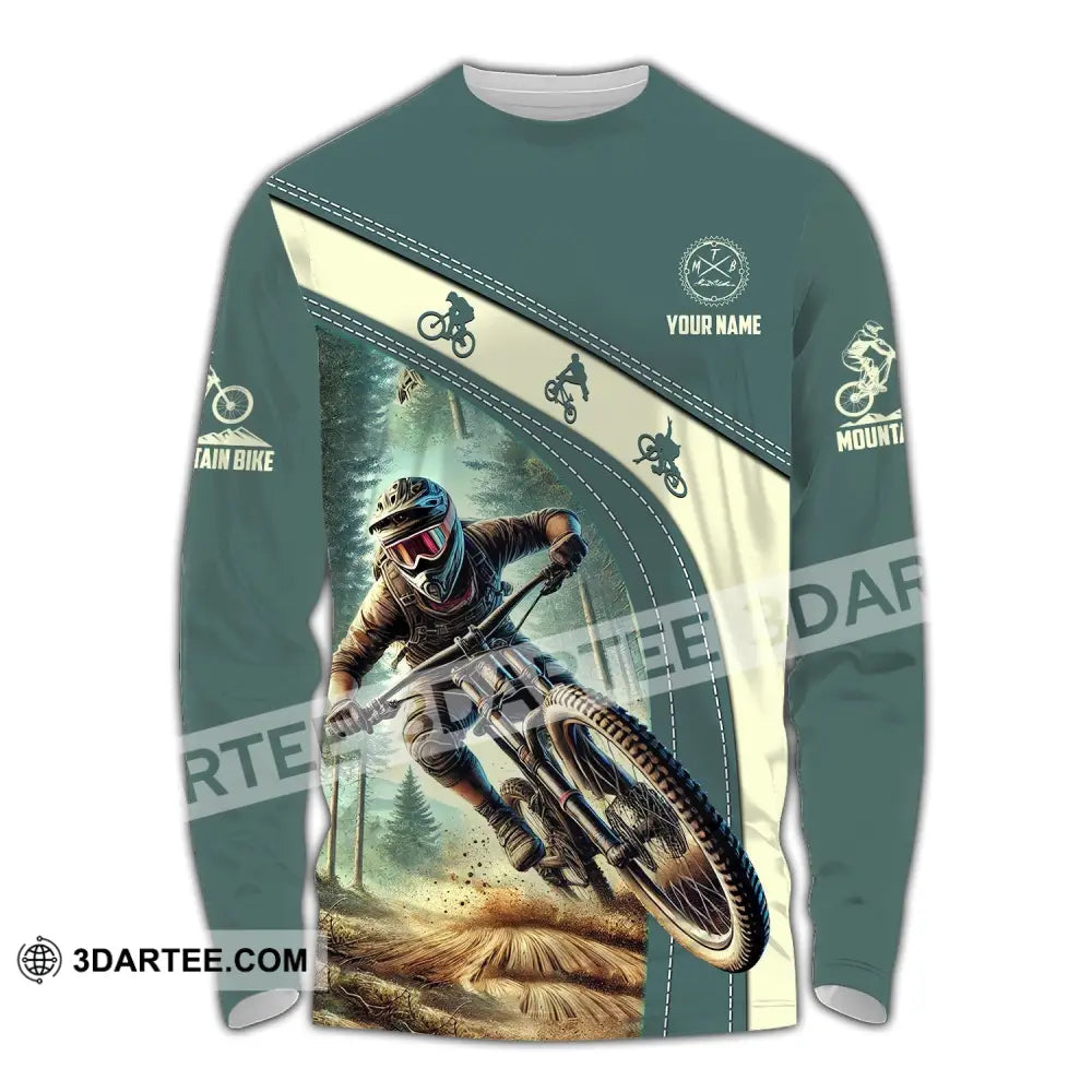 Man Shirt Custom Name Mountain Bike Polo Long Sleeve Gift / S T-Shirt