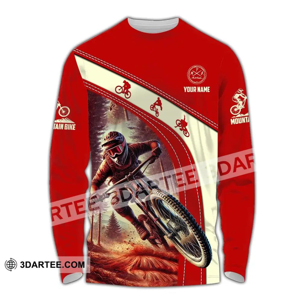 Man Shirt Custom Name Mountain Bike Polo Long Sleeve Gift / S T-Shirt