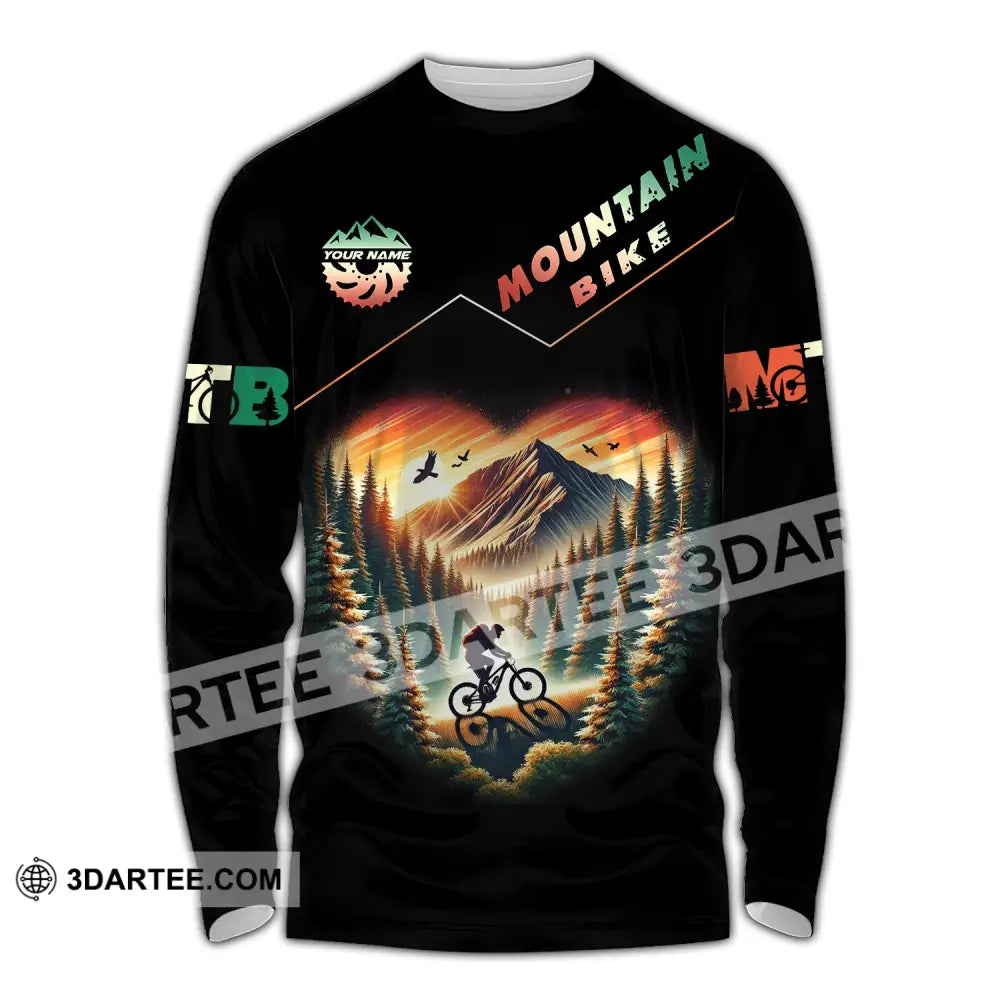 Man Shirt Custom Name Mountain Bike Polo Long Sleeve Gift / S T-Shirt