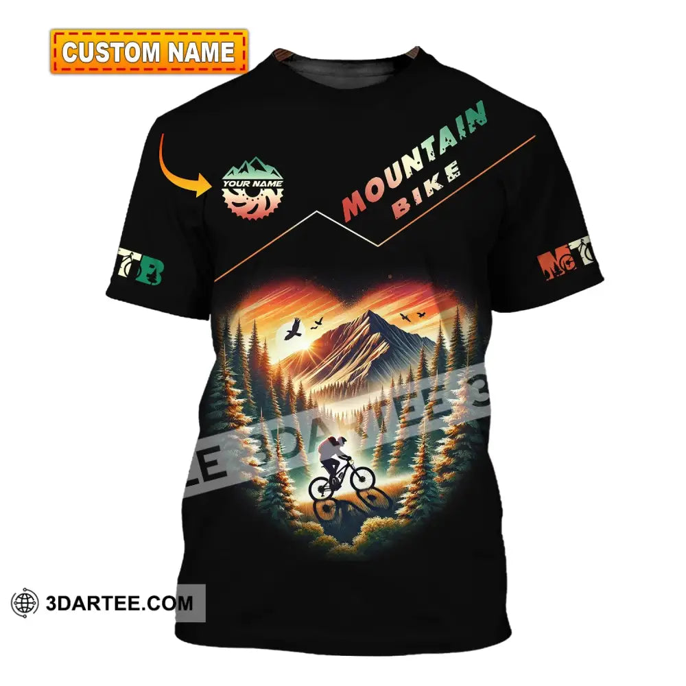 Man Shirt Custom Name Mountain Bike Polo Long Sleeve Gift T-Shirt