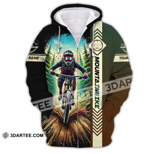 Man Shirt Custom Name Mountain Bike Polo Long Sleeve Gift Zipper Hoodie / S T-Shirt