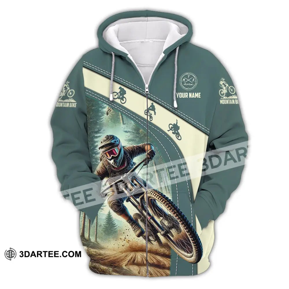 Man Shirt Custom Name Mountain Bike Polo Long Sleeve Gift Zipper Hoodie / S T-Shirt