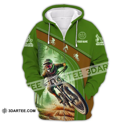 Man Shirt Custom Name Mountain Bike Polo Long Sleeve Gift Zipper Hoodie / S T-Shirt