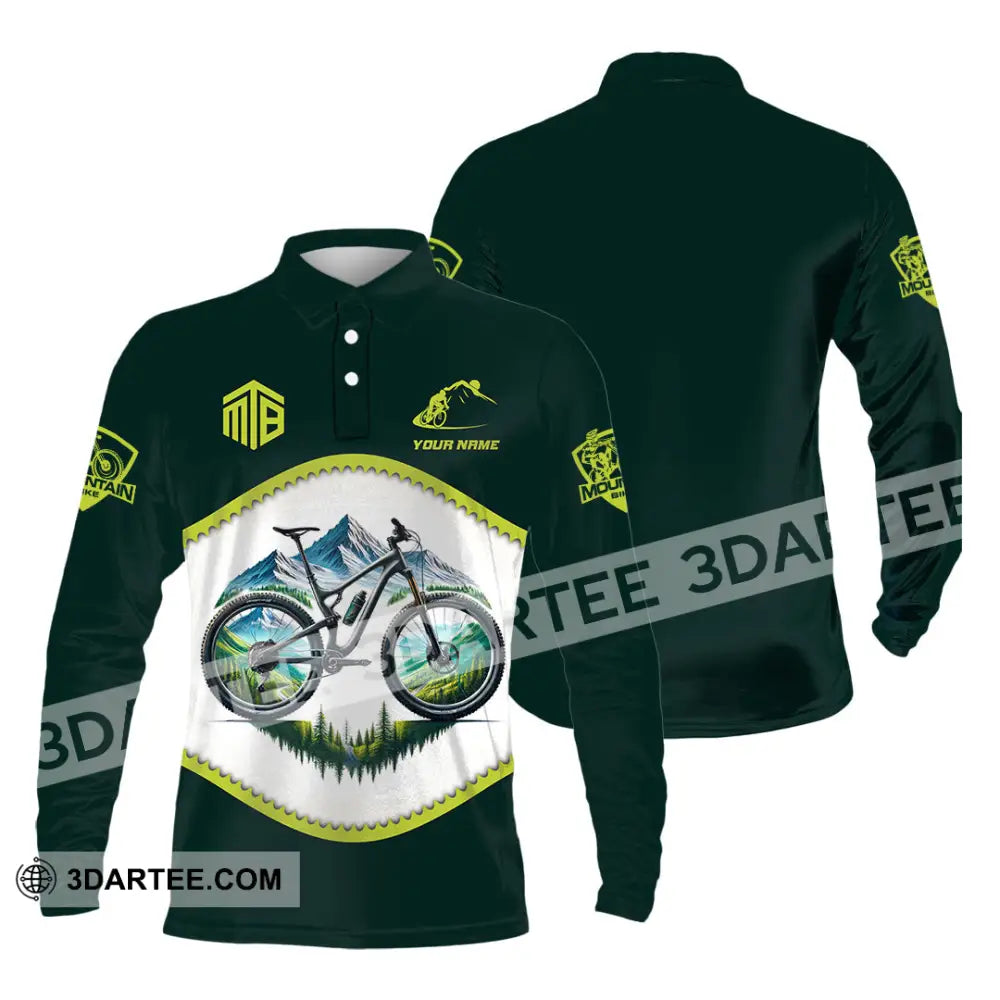 Man Shirt Custom Name Mountain Biker Bike Lover Hoodie Long Sleeve Polo / S T-Shirt