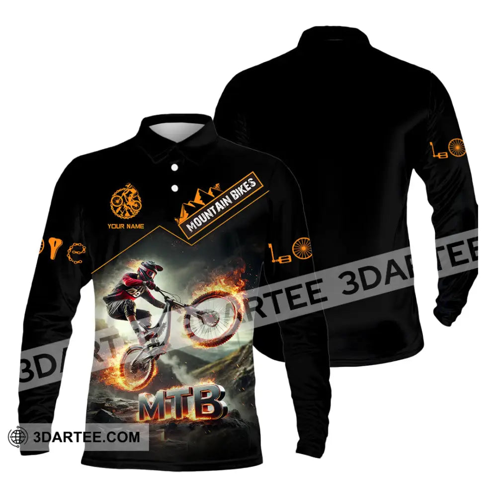 Man Shirt Custom Name Mountain Biker Bike Lover Hoodie Polo Long Sleeve / S T-Shirt