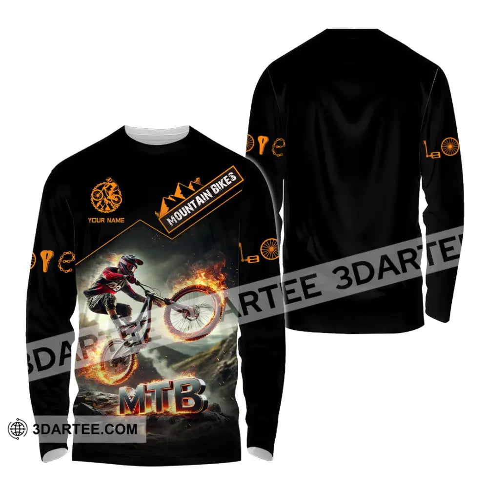 Man Shirt Custom Name Mountain Biker Bike Lover Hoodie Polo Long Sleeve / S T-Shirt