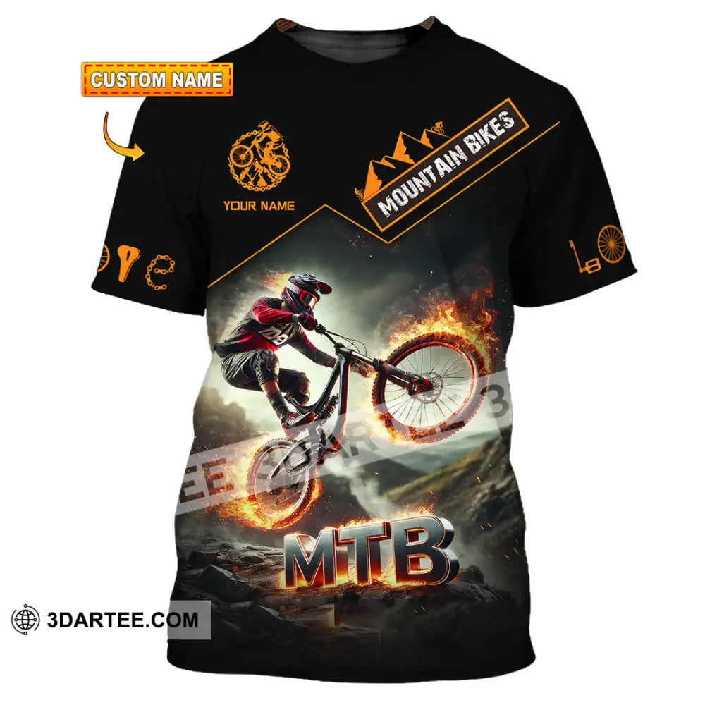 Man Shirt Custom Name Mountain Biker Bike Lover Hoodie Polo Long Sleeve T-Shirt