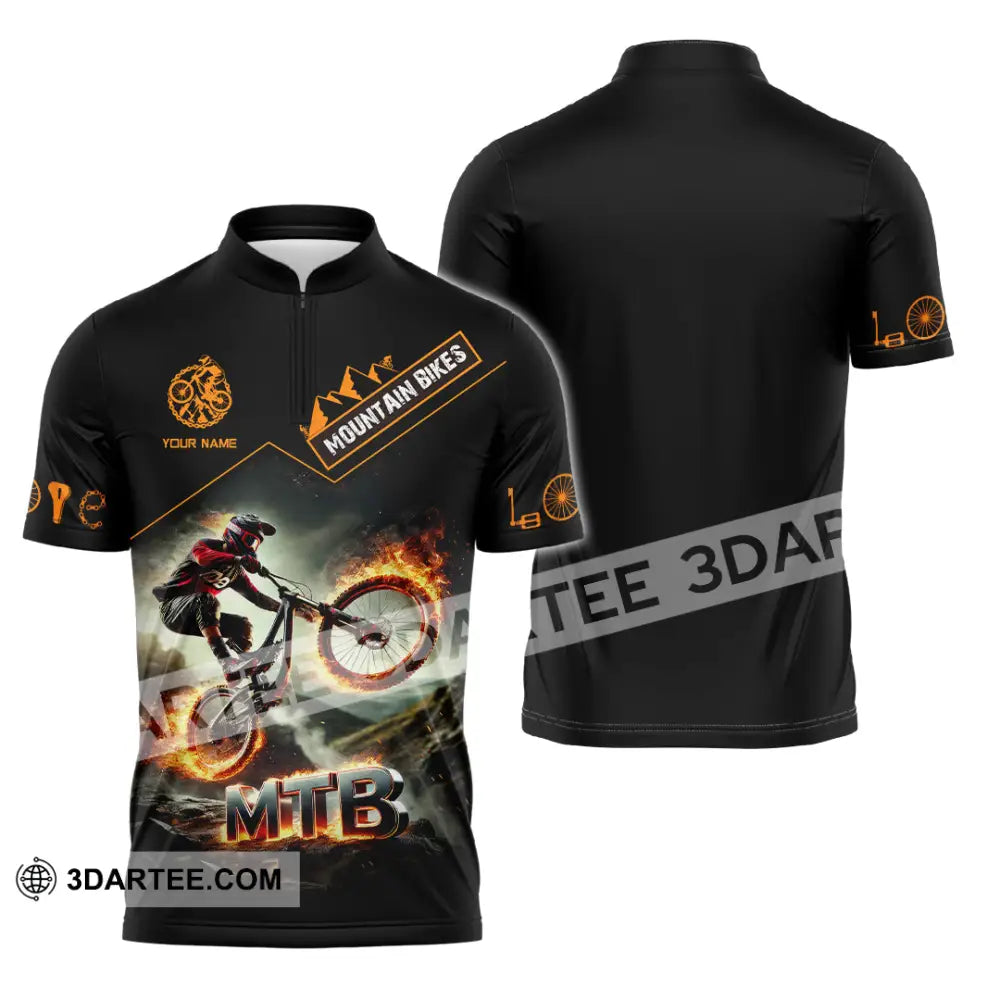 Man Shirt Custom Name Mountain Biker Bike Lover Hoodie Polo Long Sleeve Zipper / S T-Shirt