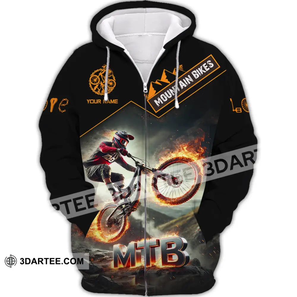 Man Shirt Custom Name Mountain Biker Bike Lover Hoodie Polo Long Sleeve Zipper / S T-Shirt