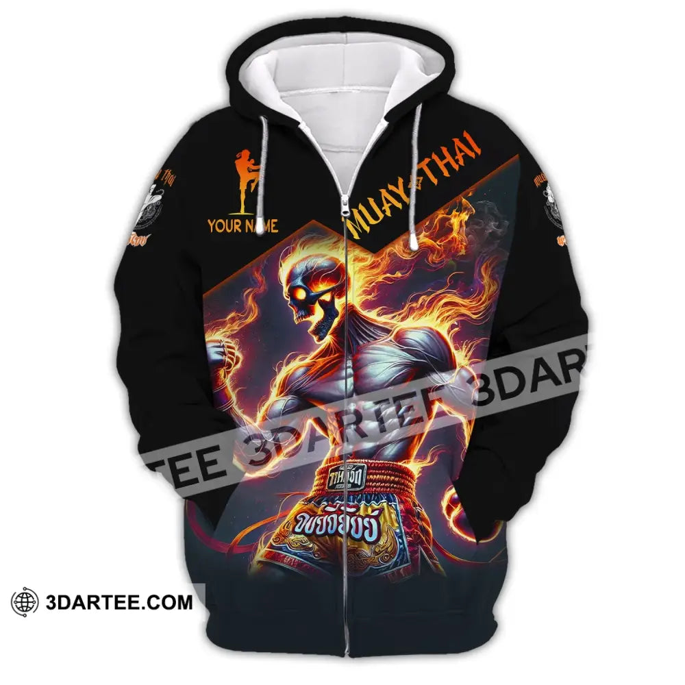 Man Shirt Custom Name Muay Thai Hoodie Polo Long Sleeve Zipper / S T-Shirt