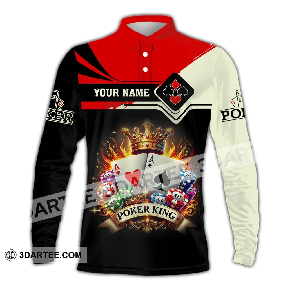 Man Shirt Custom Name Poker King T-Shirt Hoodie Long Sleeve Casino Polo / S T-Shirt