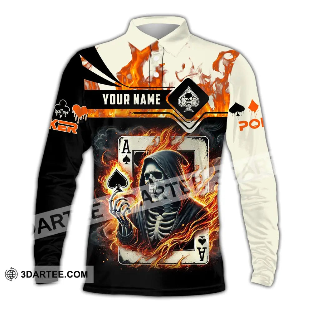 Man Shirt Custom Name Poker King T-Shirt Hoodie Long Sleeve Casino Polo / S T-Shirt