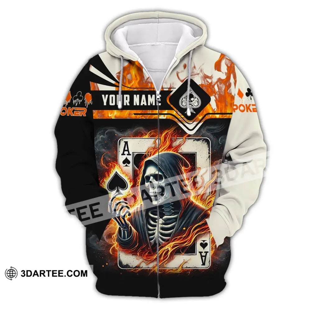 Man Shirt Custom Name Poker King T-Shirt Hoodie Long Sleeve Casino Zipper / S T-Shirt