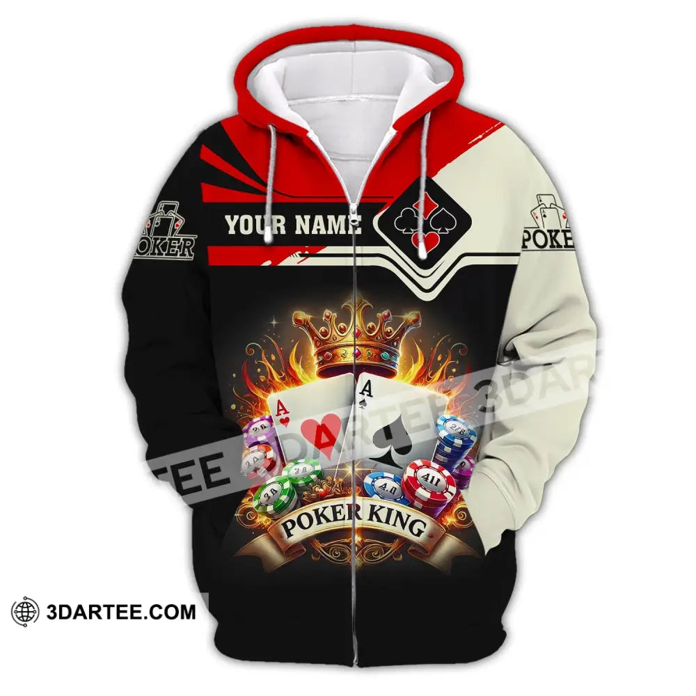 Man Shirt Custom Name Poker King T-Shirt Hoodie Long Sleeve Casino Zipper / S T-Shirt