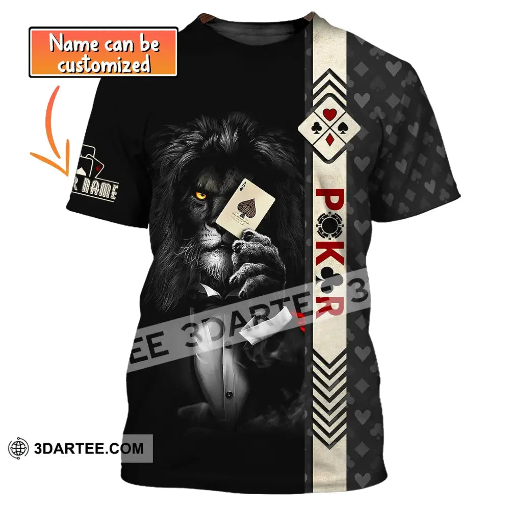 Man Shirt Custom Name Poker T-Shirt Lion Casino Gift