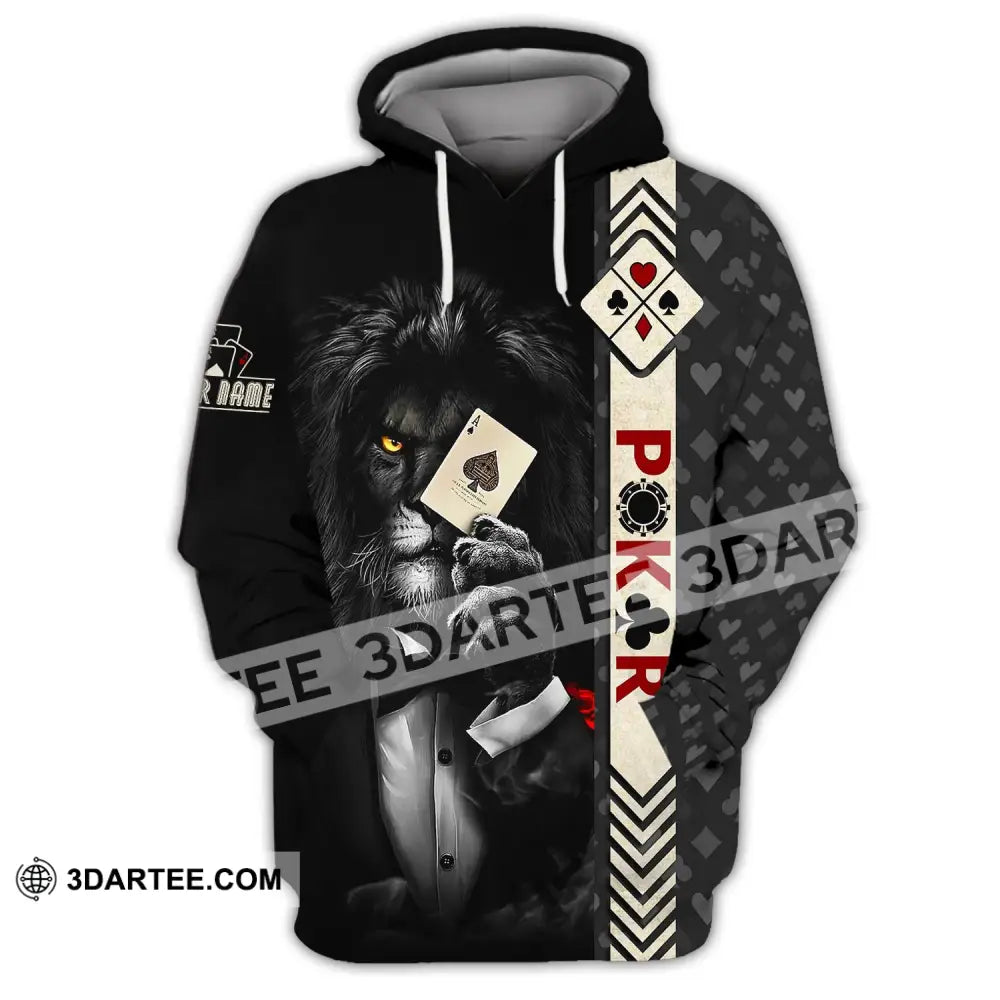 Man Shirt Custom Name Poker T-Shirt Lion Casino Gift Hoodie / S