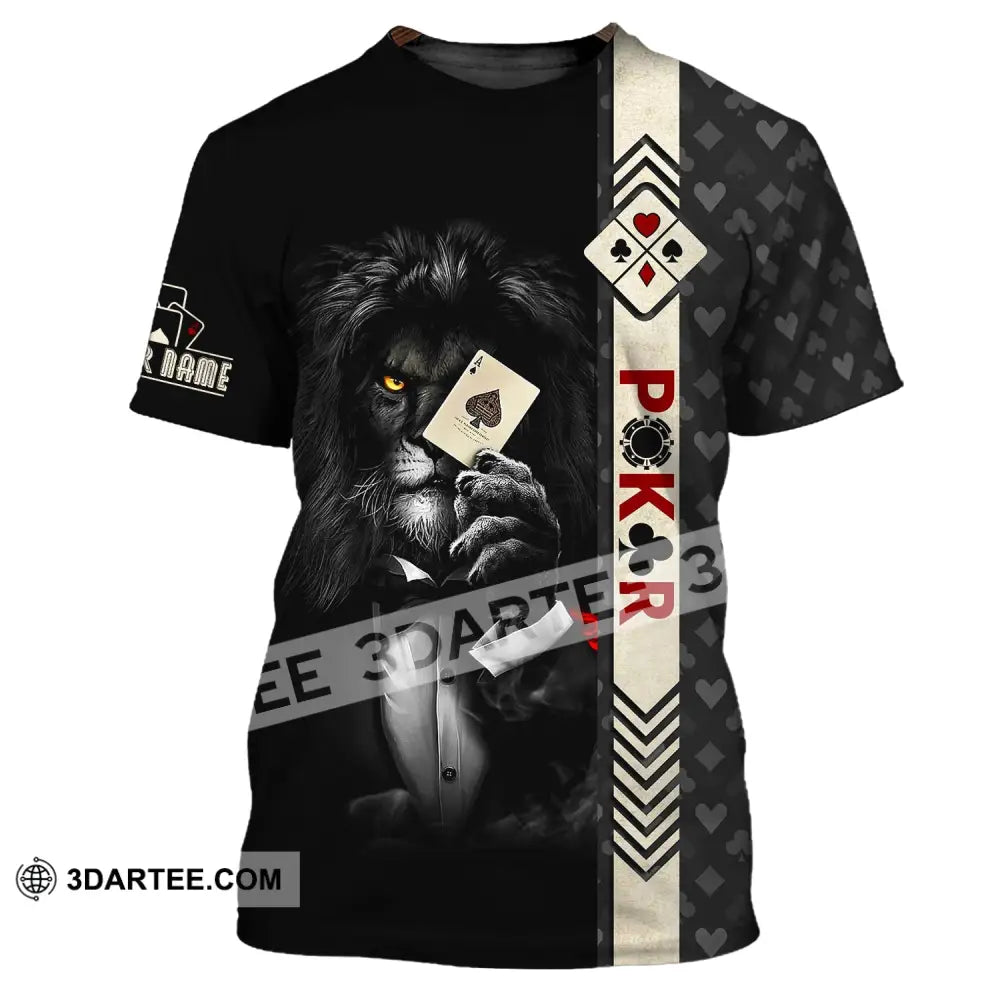 Man Shirt Custom Name Poker T-Shirt Lion Casino Gift / S