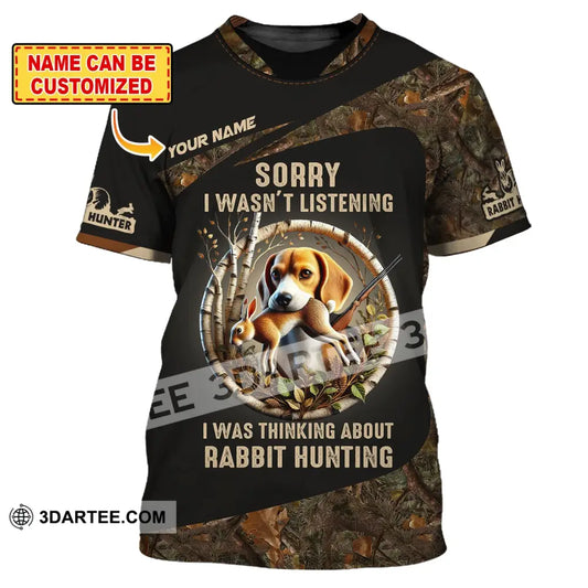 Man Shirt Custom Name Rabbit Hunter Hunting T-Shirt Hoodie Long Sleeve T-Shirt